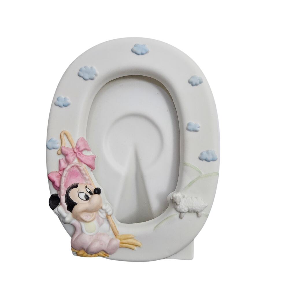Disney Baby Minnie Mouse Nursery Photo Frame Lamb Clouds Pastel Porcelain